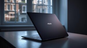 ASUS VivoBook 17 X1704 budget laptop on a student desk in the UK