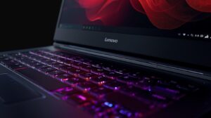 Lenovo LOQ 15 gaming laptop with high-speed 144Hz display and robust cooling vents, perfect for game development.